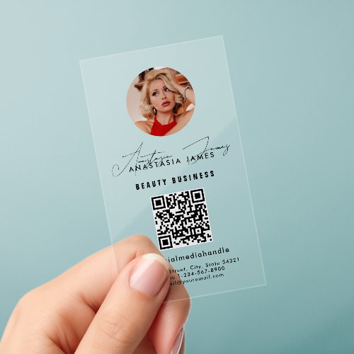 Influencer Social Media QR Code Transparent Clear Business Cards