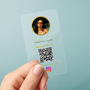 Influencer Social Media QR Code Transparent Clear Business Cards