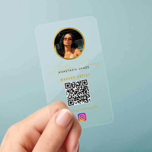 Influencer Social Media QR Code Transparent   Clear Business Cards