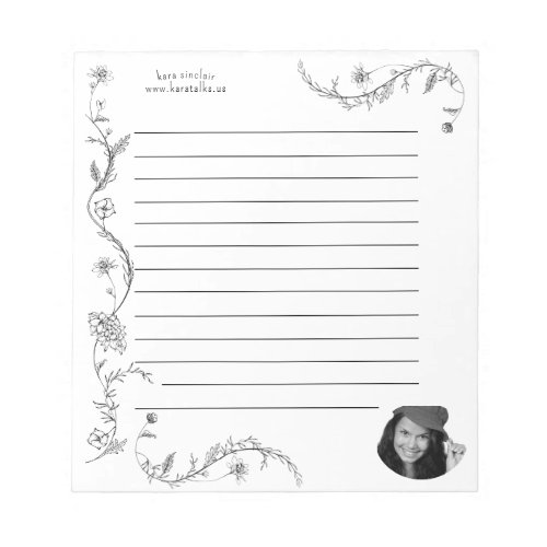 Influencer Whimsical Vine with Your Photo Notepad