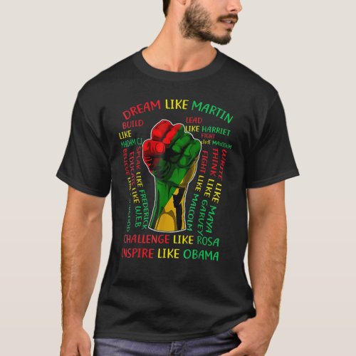 Influential Inspirational Black History Leaders Fi T_Shirt