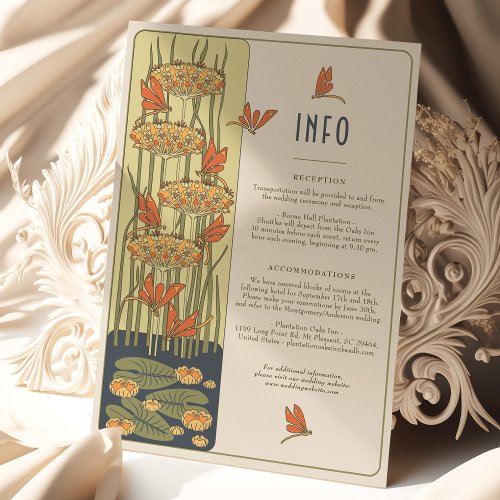 Info Card Dragonflies Art Nouveau Wedding