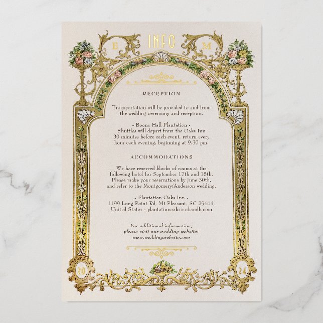 Info Card Victorian Royal Elegance Wedding (Front)