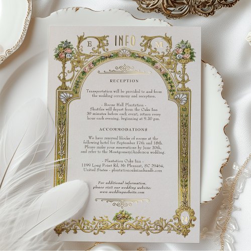 Info Card Victorian Royal Elegance Wedding