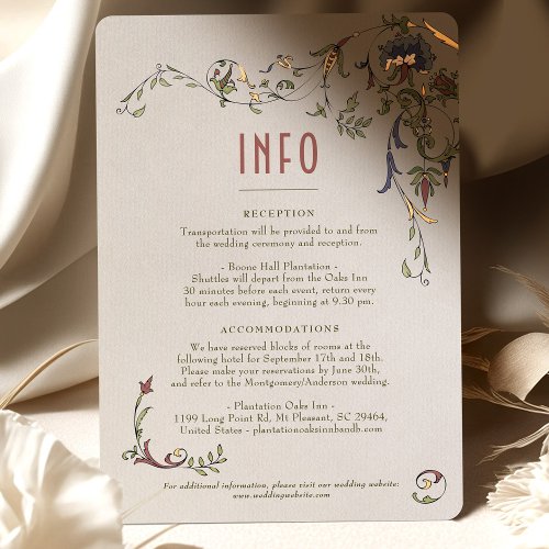 Info  Details Vintage Victorian Floral Wedding Foil Invitation