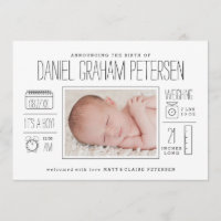 Infographic Birth Announcement for Baby Boy