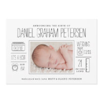 Infographic Birth Announcement for Baby Boy