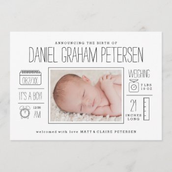 Infographic Birth Announcement For Baby Boy by BanterandCharm at Zazzle