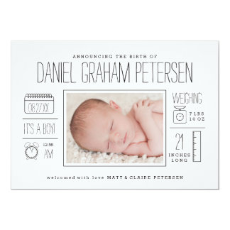 Infographic Birth Announcement for Baby Boy