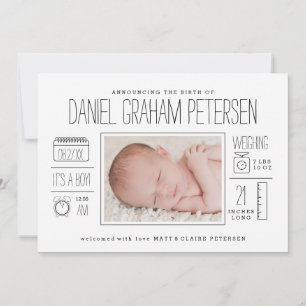 Infographic Birth Announcement for Baby Boy