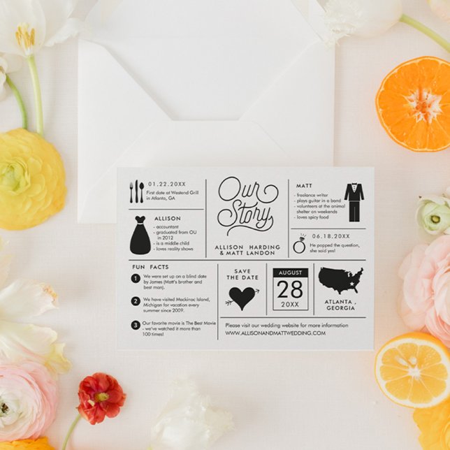 Infographic Save the Date Engagement Announcement (Infographic save the date card)
