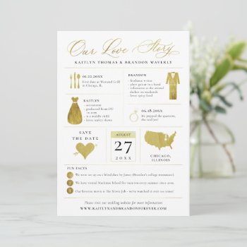 Infographic Save The Date Faux Gold Foil by BanterandCharm at Zazzle