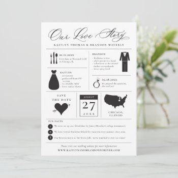Infographic Save The Date Love Story by BanterandCharm at Zazzle