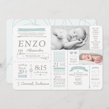 Infographic Stats Birth Announcement Cards by joyonpaper at Zazzle