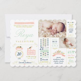 Infographic Stats Birth Announcement Cards