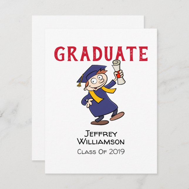 Informal Cartoon Graduation Invitation (Front/Back)
