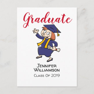 Informal Cartoon Graduation Invitation Postcard