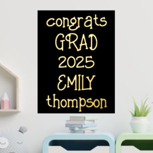 Informal Congrats Grad Name 2025 Black Foil Prints