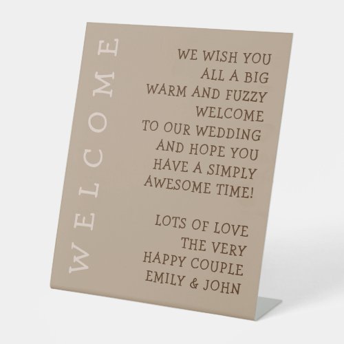 Informal Fun Welcome to Wedding Typography Pedestal Sign