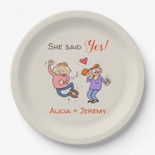 Informal Funny She Said Yes Engagement Party Paper Plates