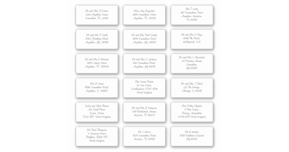 Informal Individual Names Addresses Shipping Sticker Zazzle