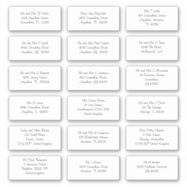Informal Individual Names Addresses Shipping Sticker (Front)