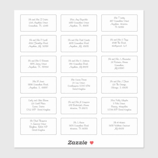 Informal Individual Names Addresses Shipping Sticker Zazzle