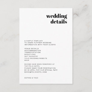 Informal Minimalist Modern Retro Casual Wedding Enclosure Card