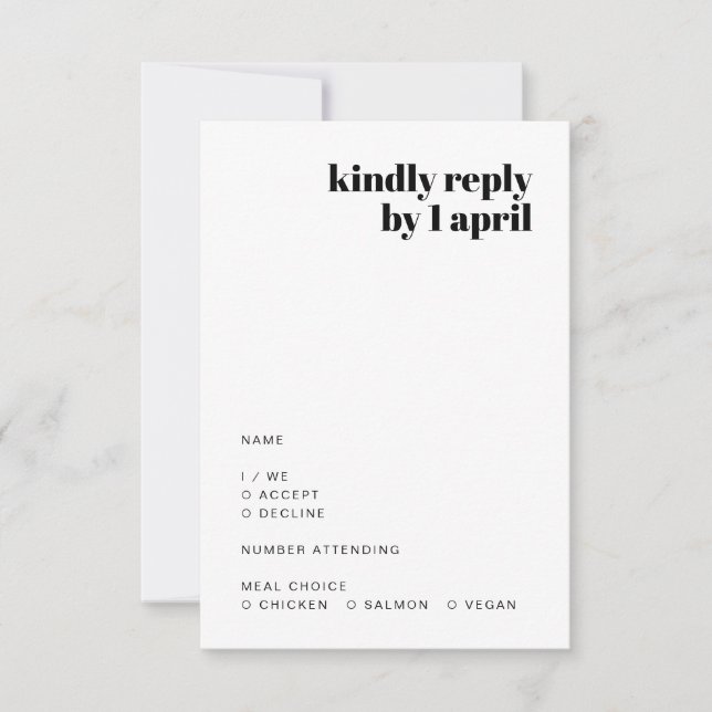 Informal Minimalist | Modern Retro Casual Wedding RSVP Card (Front)