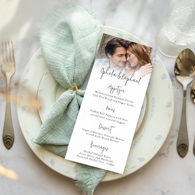 Informal Photo Script Boho Wedding Menu Card (Creator Uploaded)