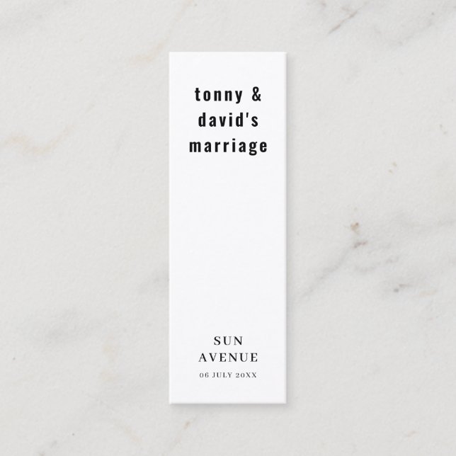 Informal Retro Wedding Favor Bookmark Card (Front)