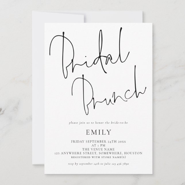 Informal Script Bridal Shower Brunch Invitation (Front)