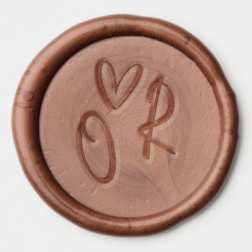 Informal Script Initials Heart Monogram Wedding Wax Seal Sticker