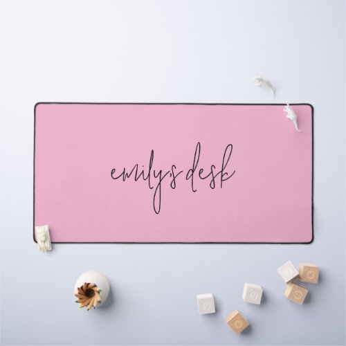 Informal Script Name Plain Pink Desk Mat