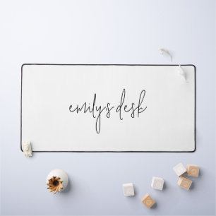 Informal Script Name Plain White Desk Mat
