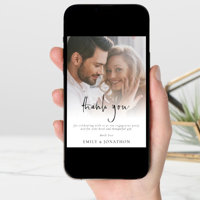 Informal Script Photo Engagement Thank You Card (Front Digital)