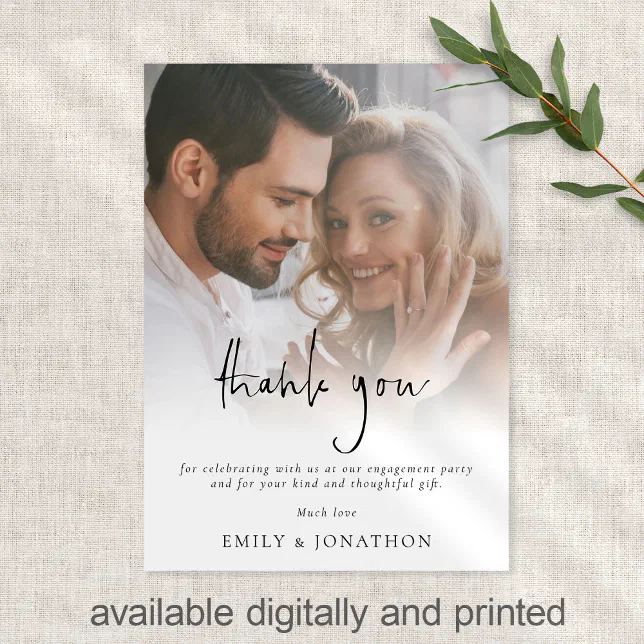 Informal Script Photo Engagement Thank You Card Zazzle