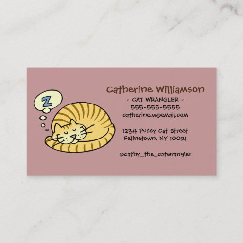 Informal Sleeping Cat With Fun Typography Business Card