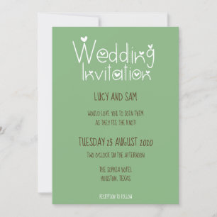 Informal Wedding Modern Typography Sage green Invitation