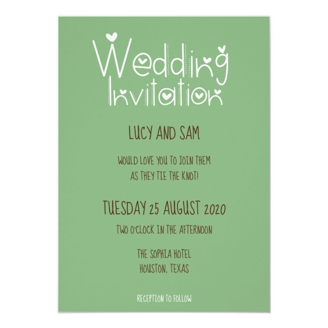 Informal Wedding Modern Typography Sage green Invitation