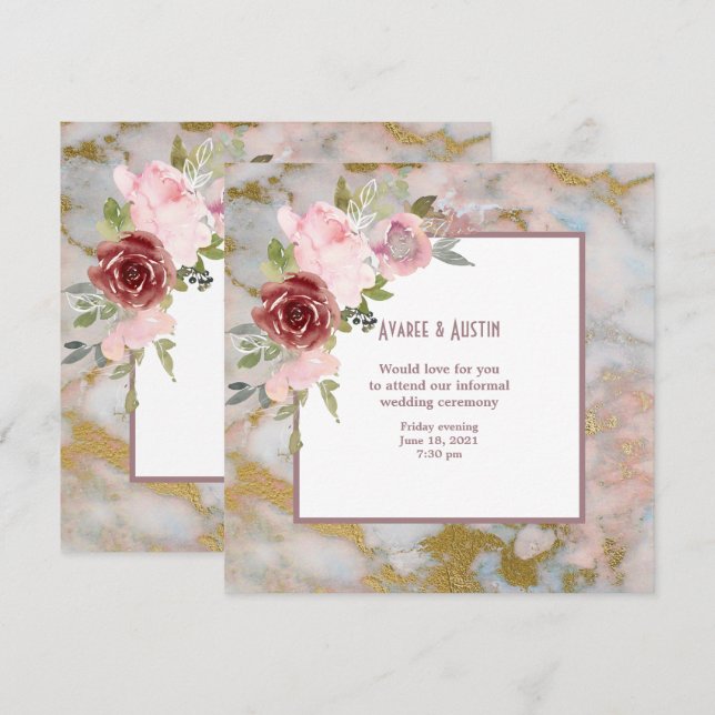 Informal Wedding Watercolor Flowers Invitation (Front/Back)