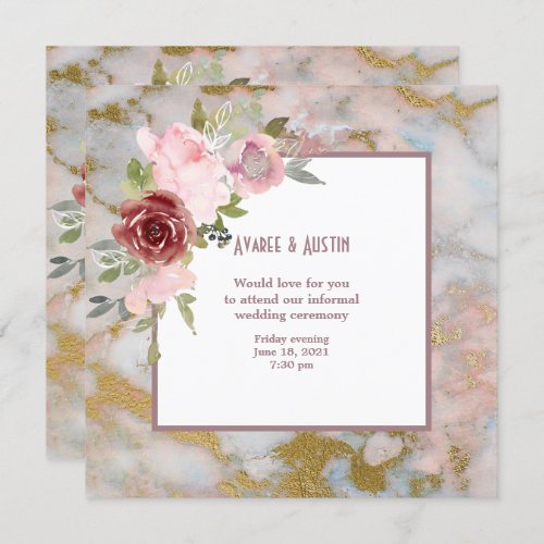Informal Wedding Watercolor Flowers Invitation
