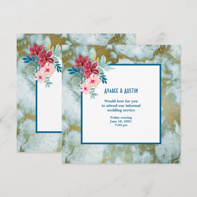 Informal Wedding Watercolor Flowers Invitation (Front/Back)