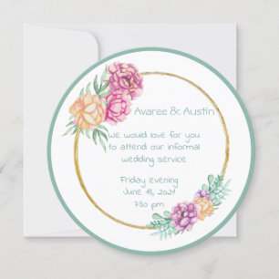 Informal Wedding Watercolor Flowers Invitation
