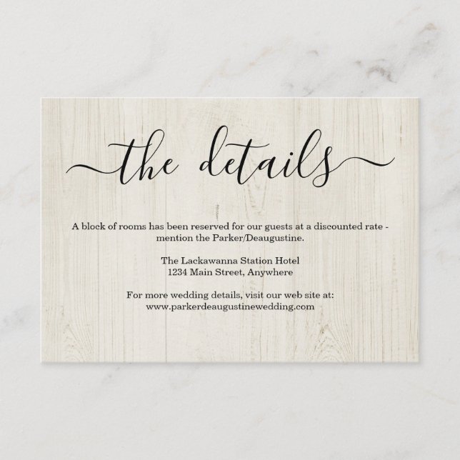 Information / Details Enclosure Card - Rustic Wood (Front)