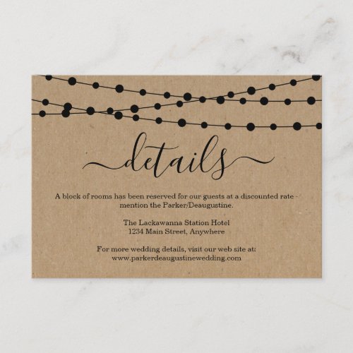 Information Enclosure Card - Rustic Kraft - Use a wonderfully rustic kraft backdrop to communicate all your wedding details.