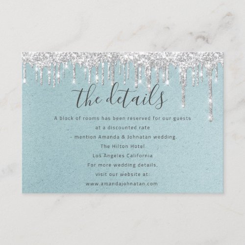 Information Enclosure Card Wedding Details Aqua