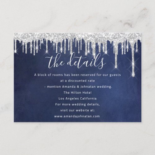 Information Enclosure Card Wedding Details Blue 