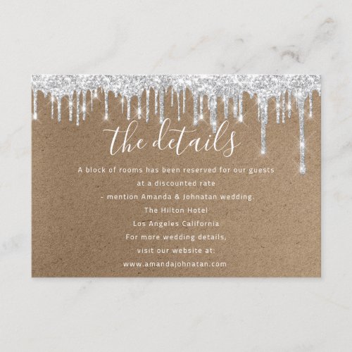 Information Enclosure Card Wedding Details Kraft