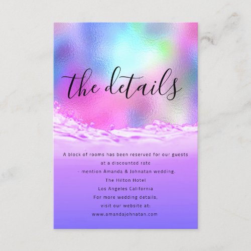 Information Enclosure Card Wedding Details Pastel